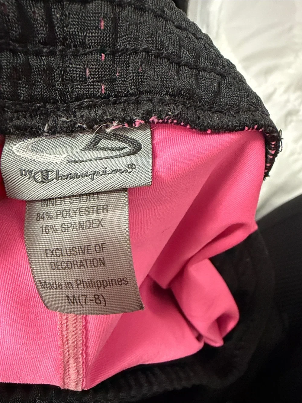Champion Black Mesh Shorts with Pink shorts